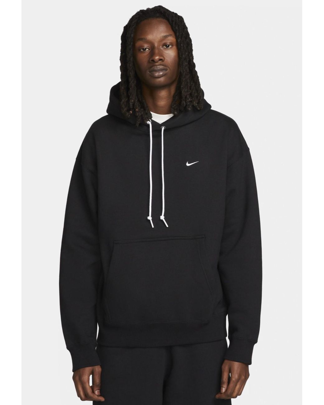 Nike Black Solo Swoosh Fleece Pullover Hoodie for men