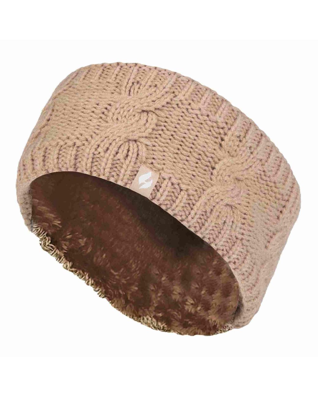 Heat Holders Natural Ladies Cable Knitted Fleece Lined Thermal Winter Ear Warmer Headband
