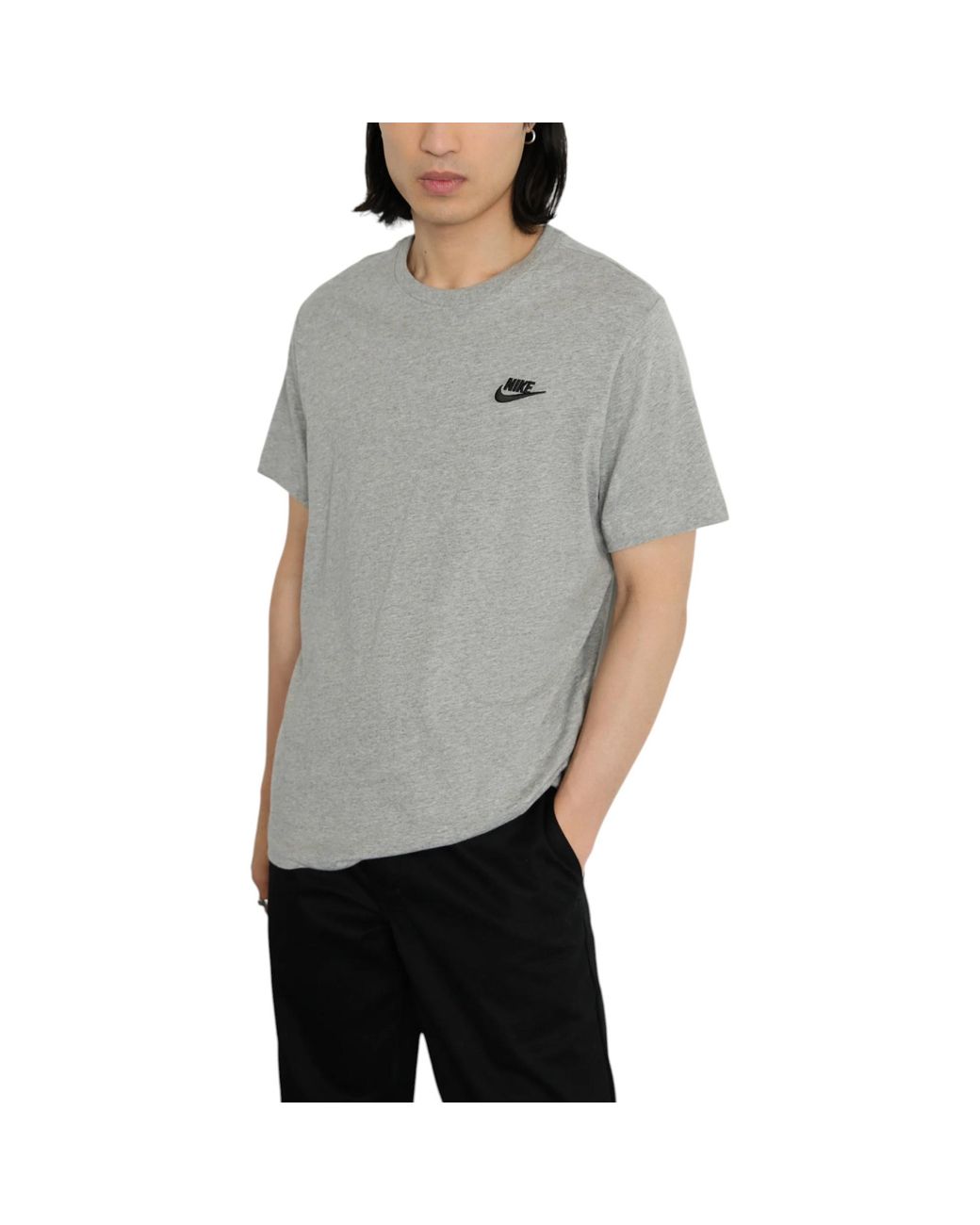 Nike Gray Ar4997 Club T Shirts Short Sleeve Retro Athletic Sportswear Cotton Tee for men