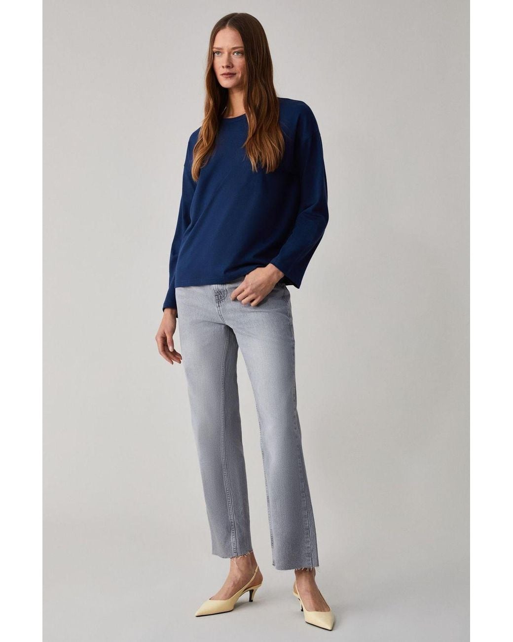 Grimelange Blue Oversized Crew Neck T-Shirt
