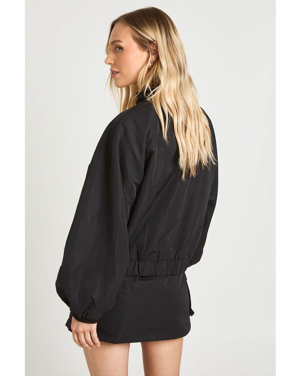 Boohoo Black Petite Funnel Neck Bomber Jacket
