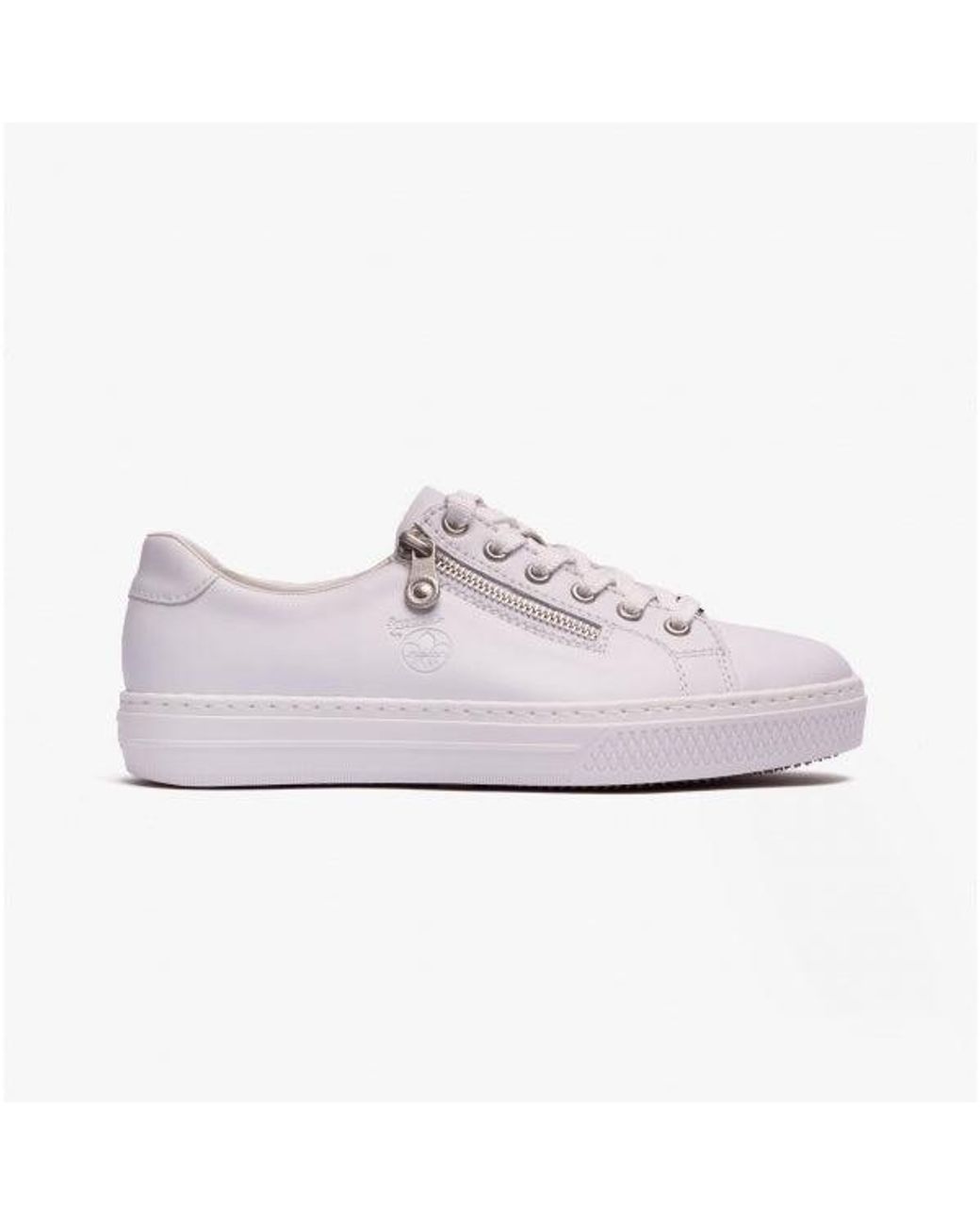 Rieker White L59L1-83 Ladies Leather Casual Trainers