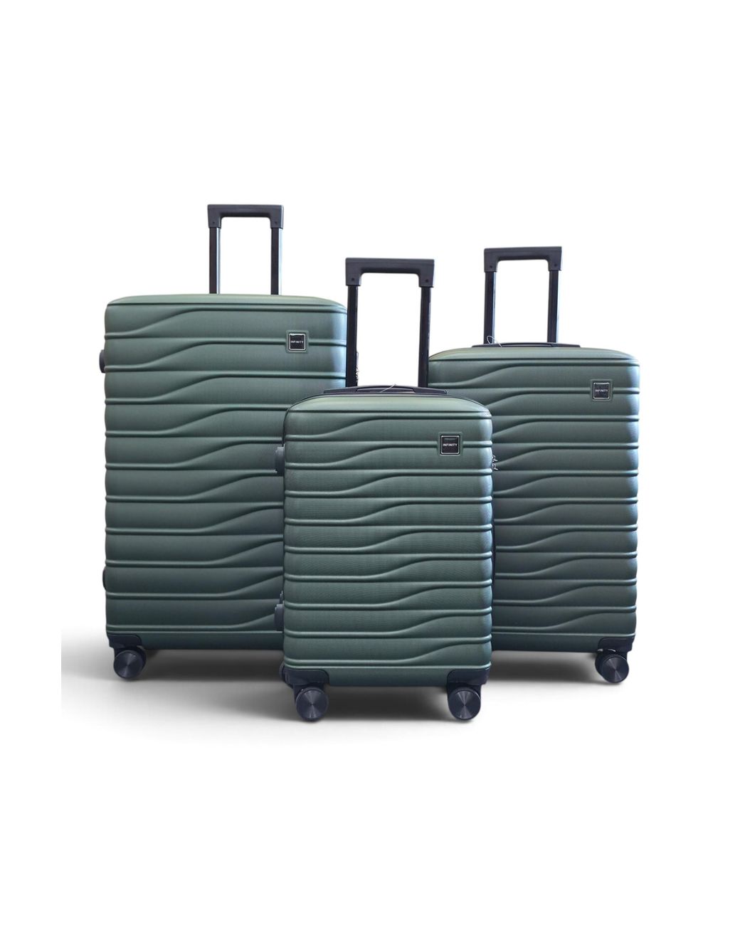 Infinity Leather Green Hardshell 8 Wheel Luggage Case Bag Suitcase