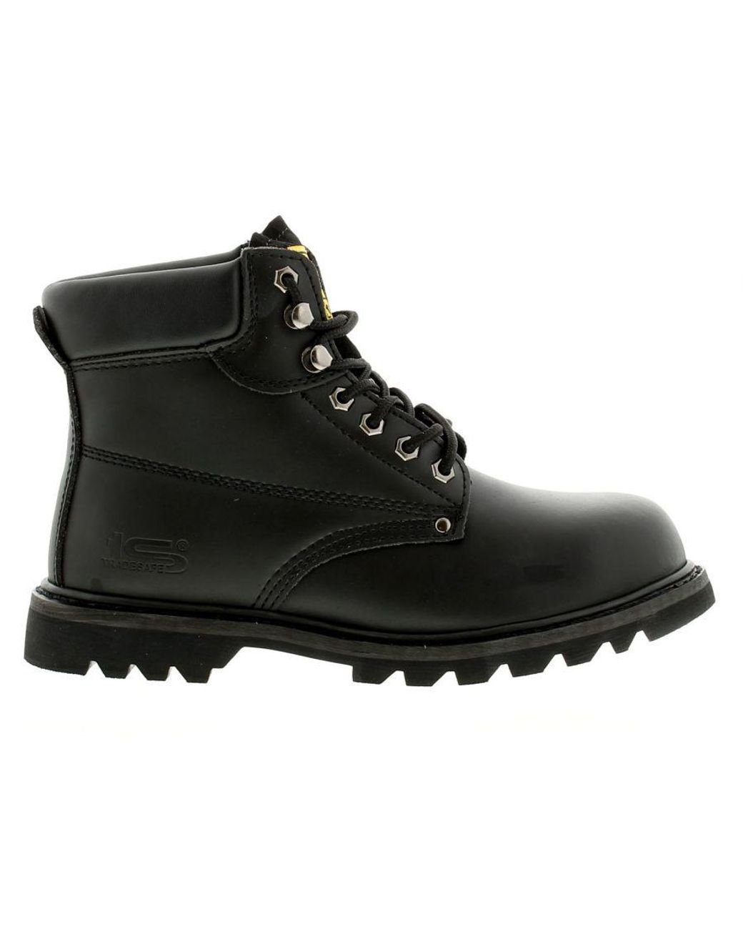Tradesafe Black Steel Toe Cap Safety Boots Imitation Leather for men