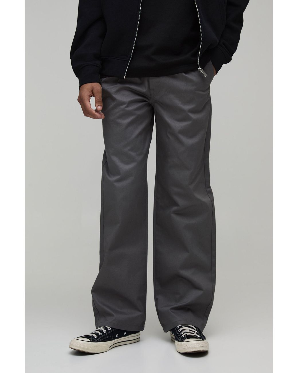 BoohooMAN Black Relaxed Fit Pleat Front Work 365 Trouser for men