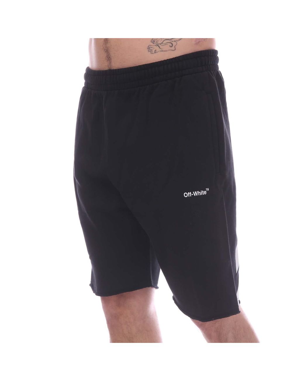 Off-White c/o Virgil Abloh Black Off Diagonal Helvetica Sweat Shorts for men