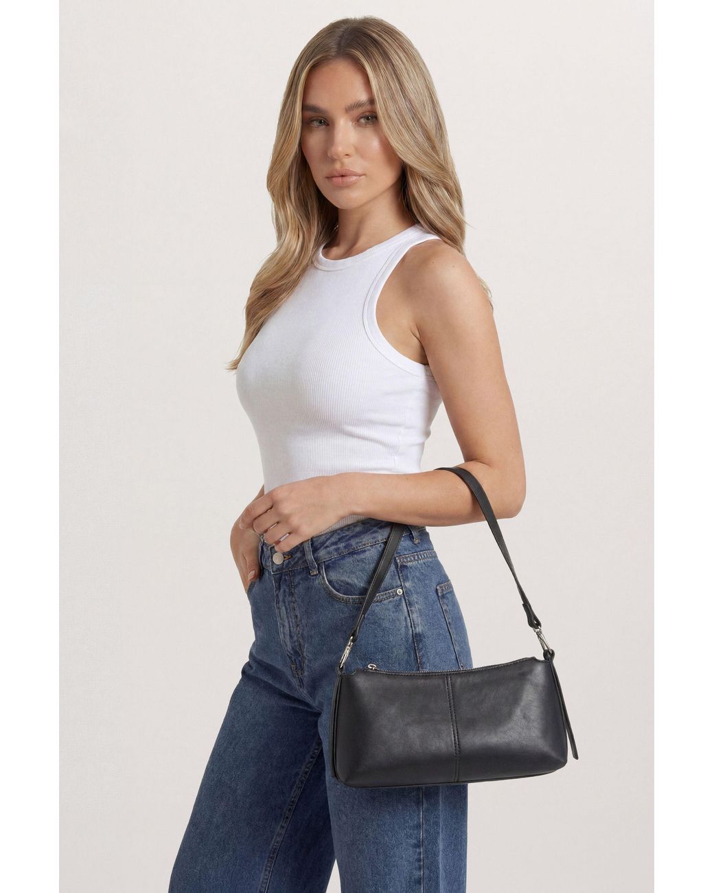 MissPap White Faux Leather Slouchy Shoulder Bag