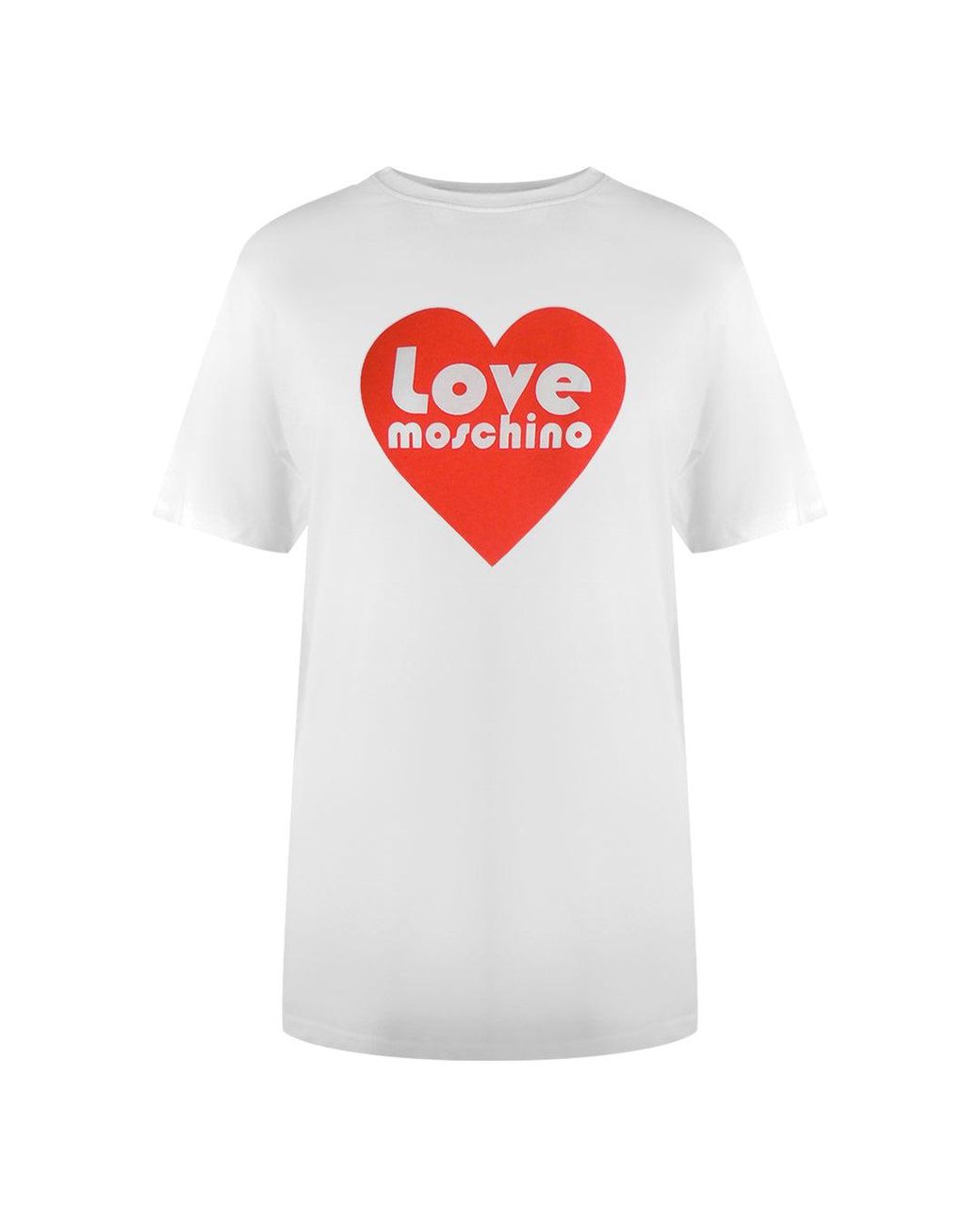 Love Moschino White Love Heart Logo T-Shirt Cotton