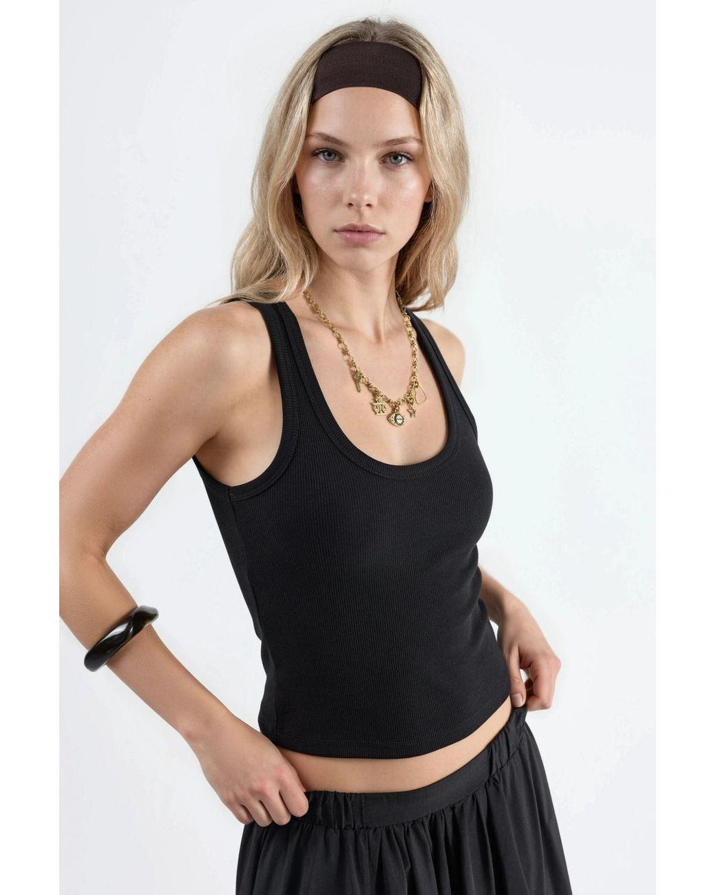 Busem Black Sleeveless U Collar Modal Cotton Tank Top