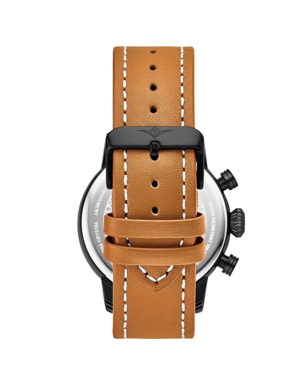 Stuhrling Black Aviator Leather Strap Wrist Watch for men