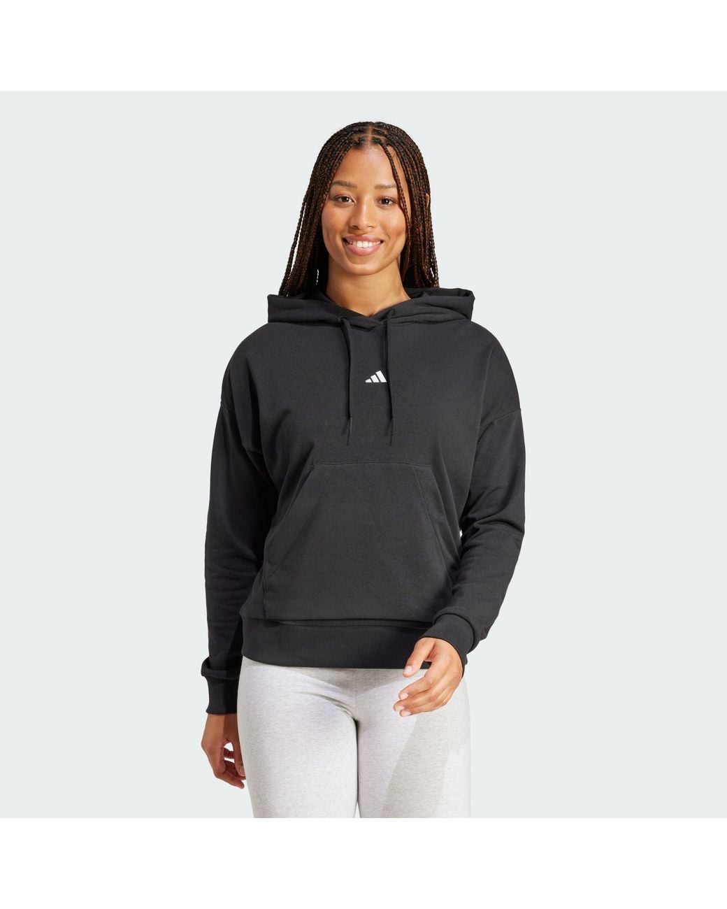 Adidas Black Essentials Small Logo French Terry Hoodie