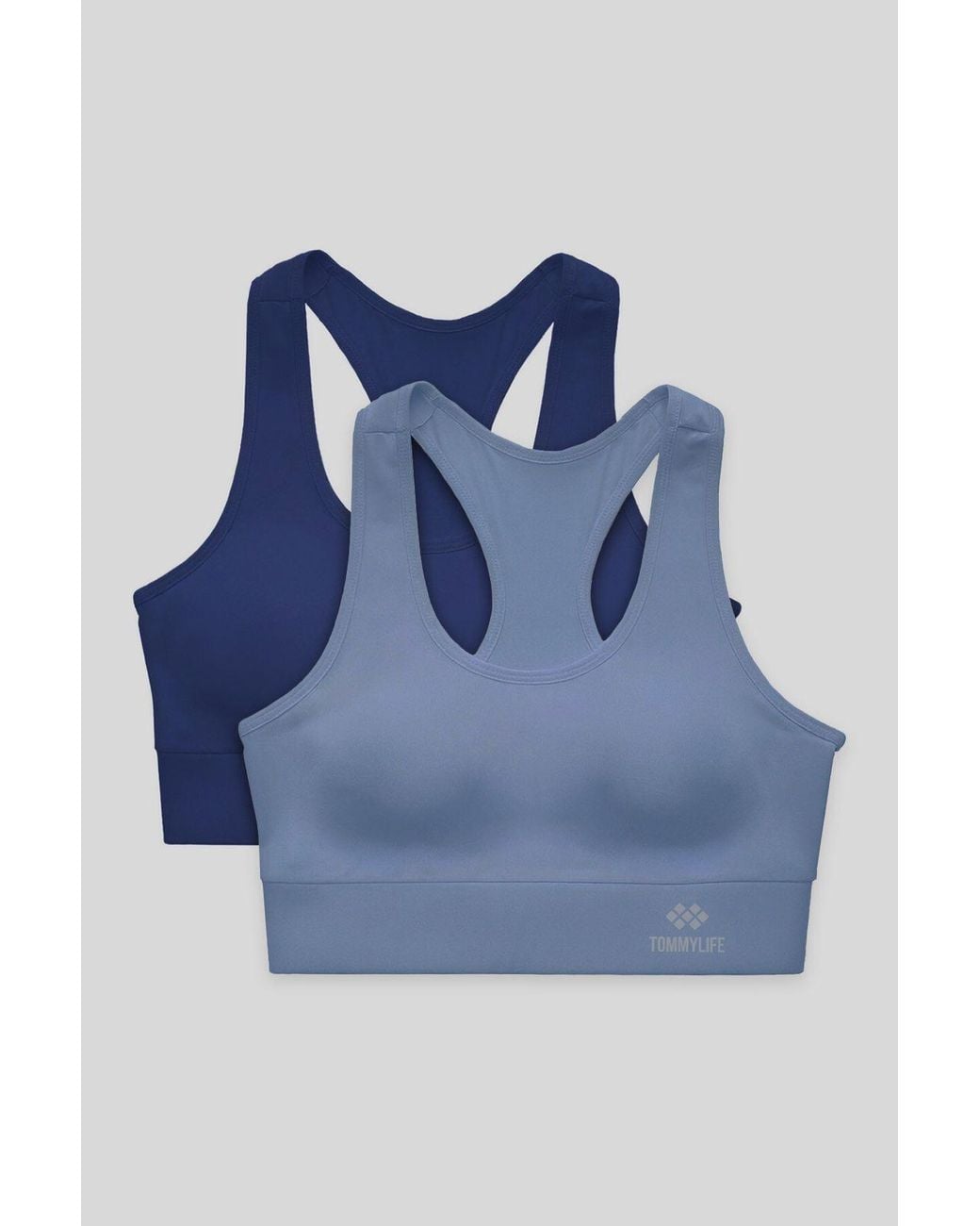 TOMMY LIFE Blue Fitted Sleeveless Crop Sports Top