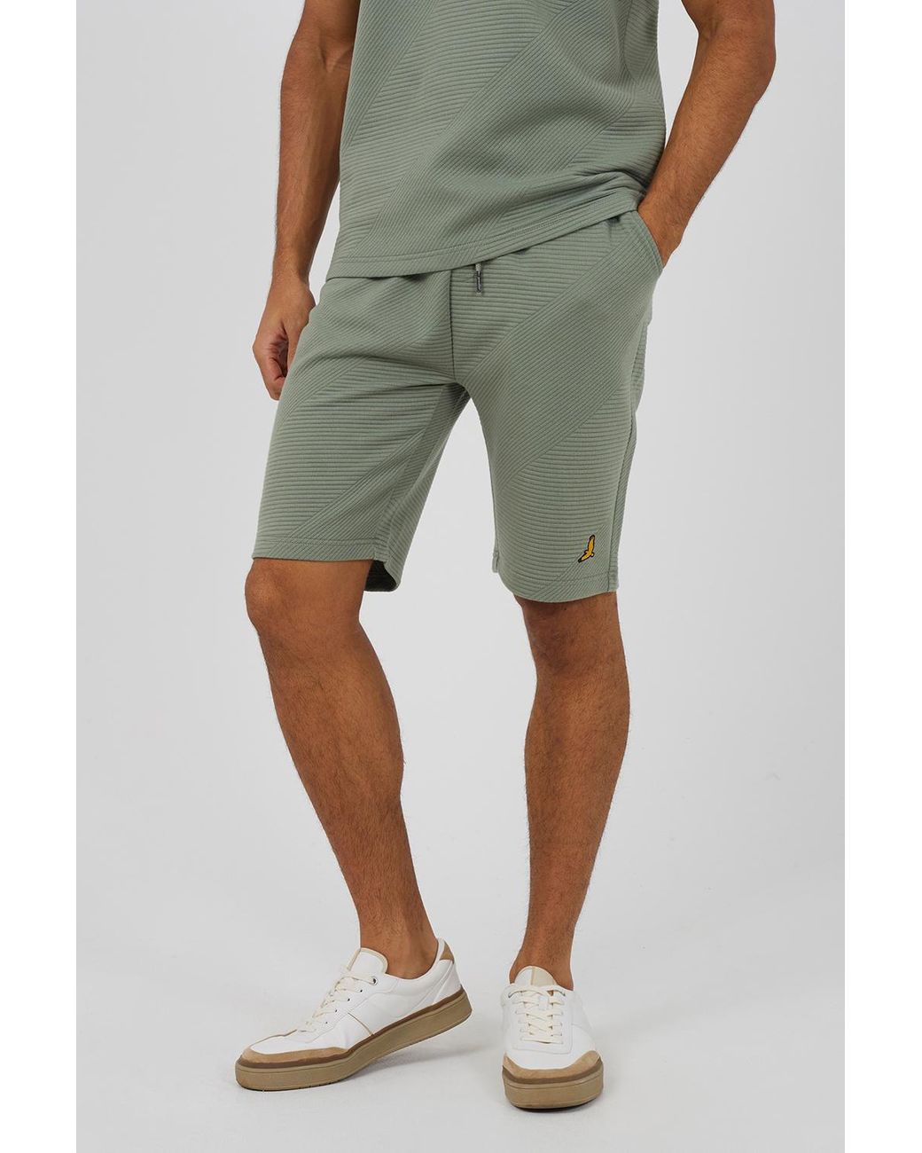 Brave Soul Green Shorts With Badge Detail for men
