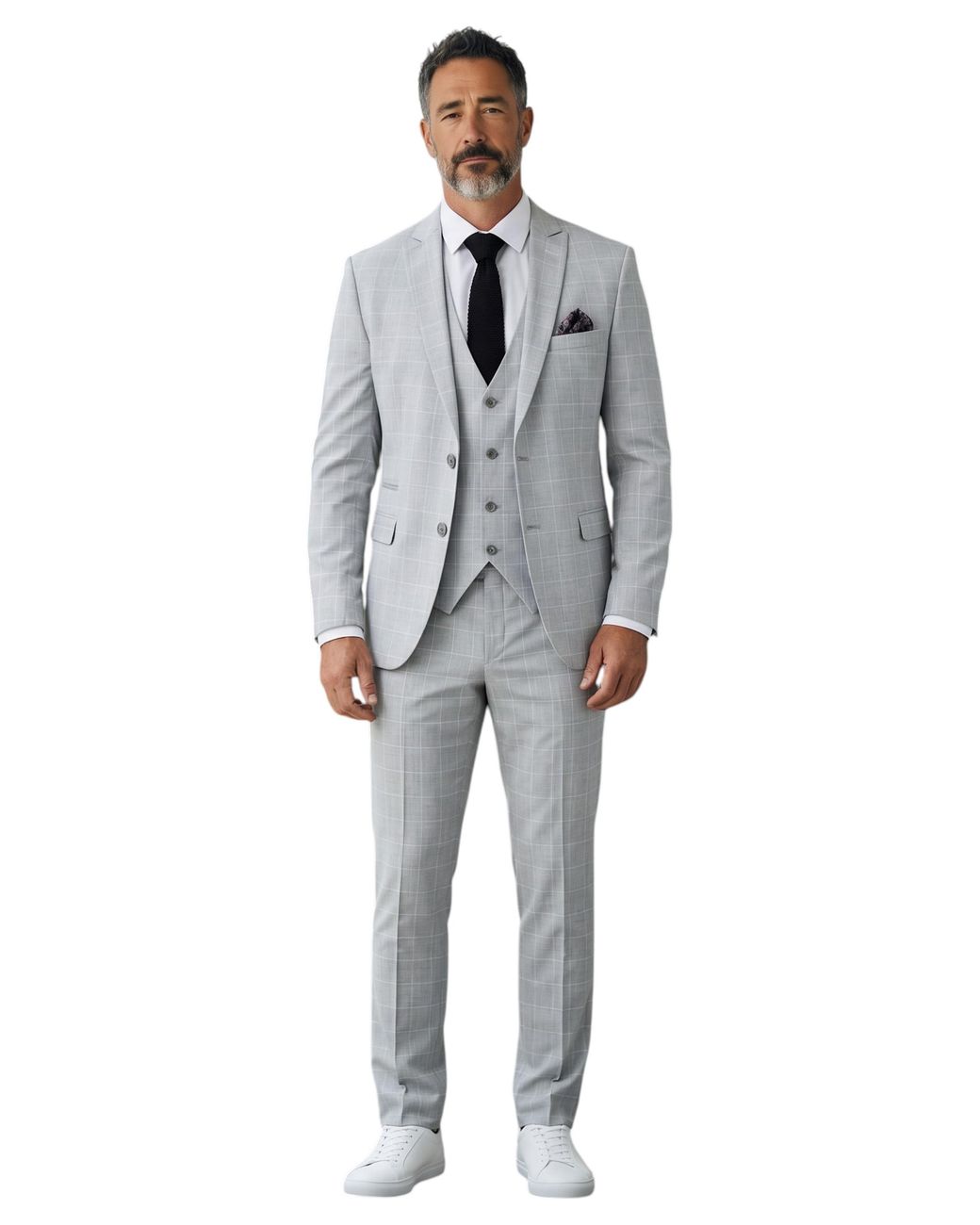 TruClothing Gray Greymens Checked 3 Piece Tailored Fit Formal Work Suit for men