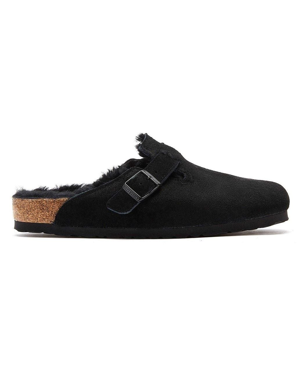 Birkenstock Black Boston Shearling Slippers