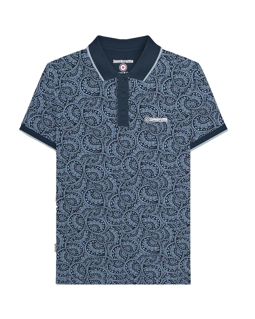 Lambretta Blue Paisley Tonal Big & Tall Polo Shirt /Dusky) Cotton for men