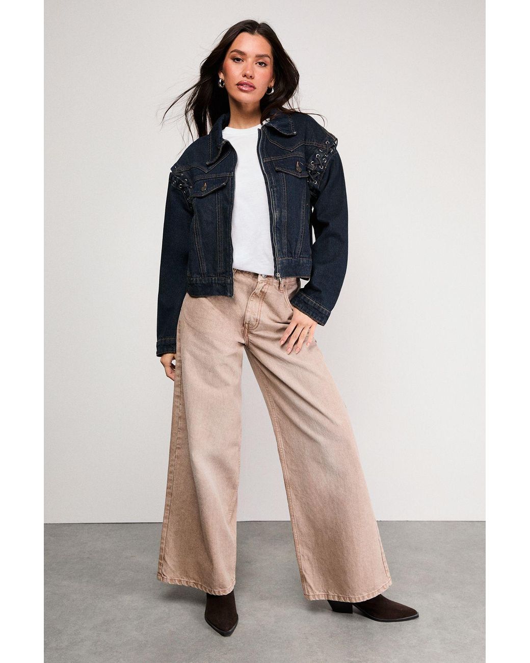 Warehouse Green Whipstitch Detail Washed Denim Jacket