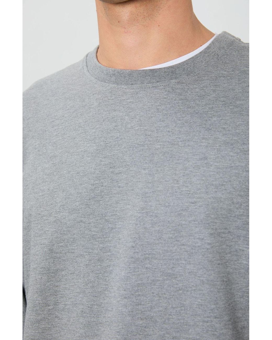 TOMMY LIFE Gray Plain Crew Neck Sweatshirt for men