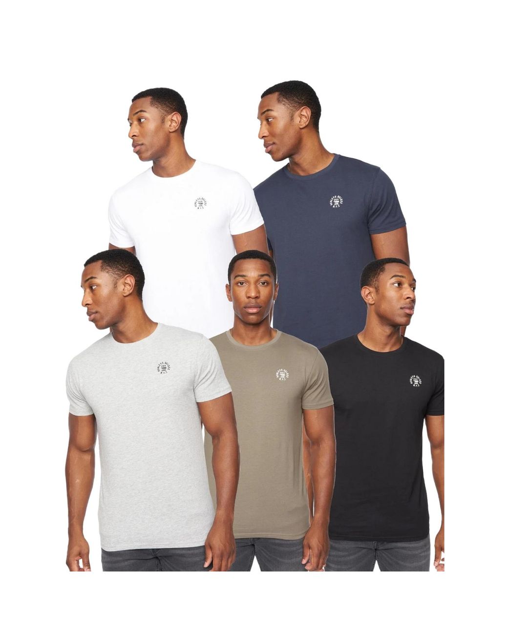 Henleys Blue Calyer T-Shirt (Pack Of 5) (Multicoloured) for men