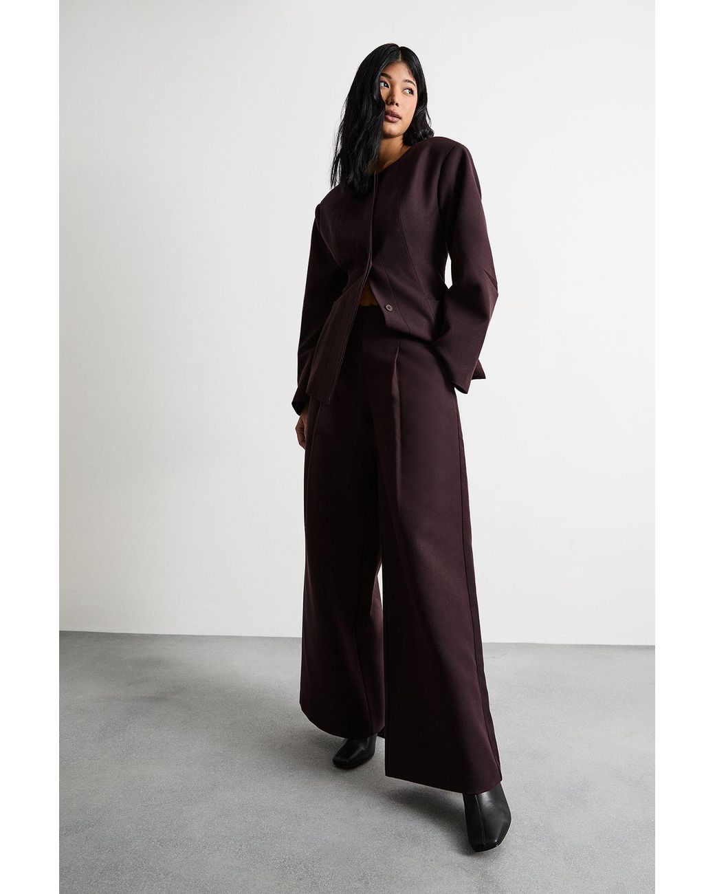 Warehouse Black The Premium Wide Leg Tailored Trousers