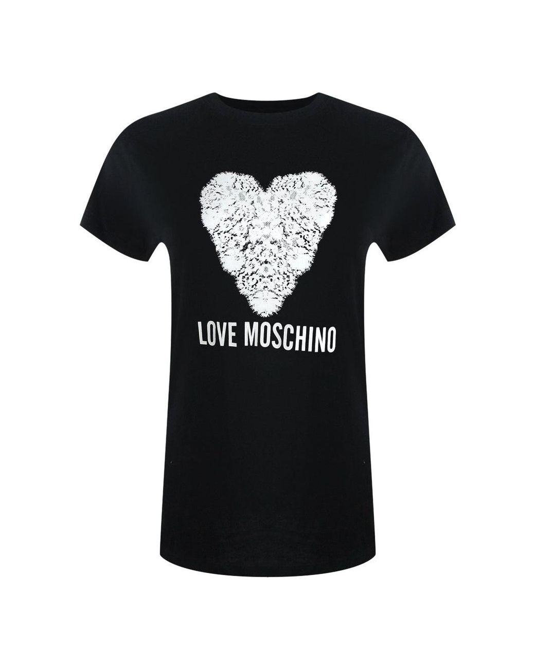 Love Moschino Black Love Heart Print T-Shirt Cotton