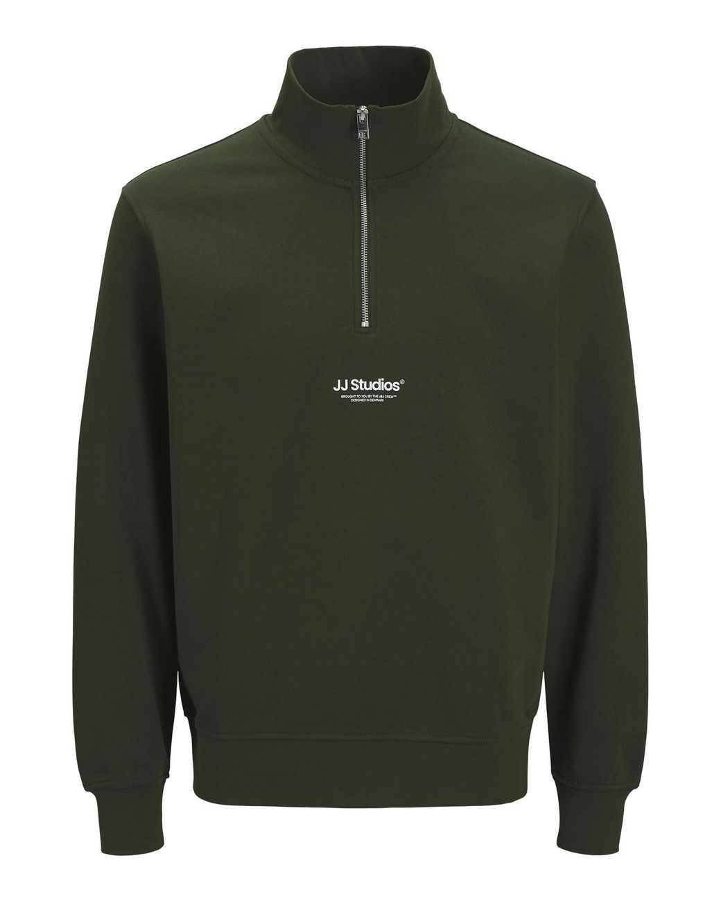 Jack & Jones Green Sweatshirts 1/4 Zip High Neck Long Sleeve for men