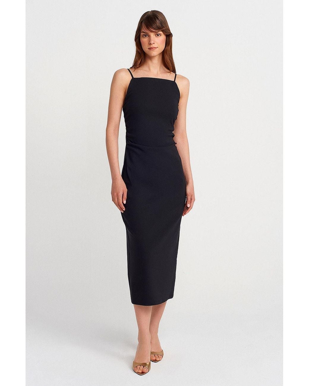 Dilvin Blue Sleeveless Bodycon Midi Dress