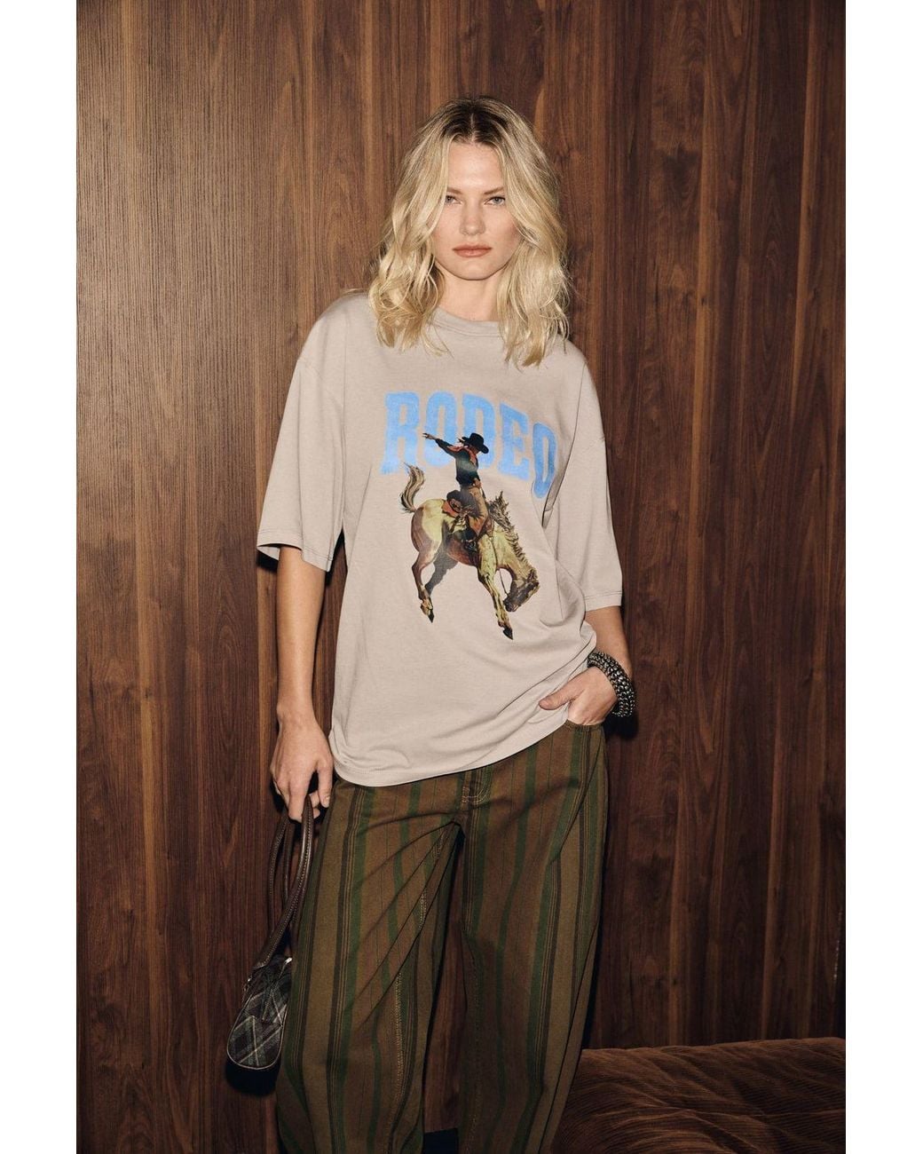 Grimelange Black Oversized Printed Embroidered T-Shirt