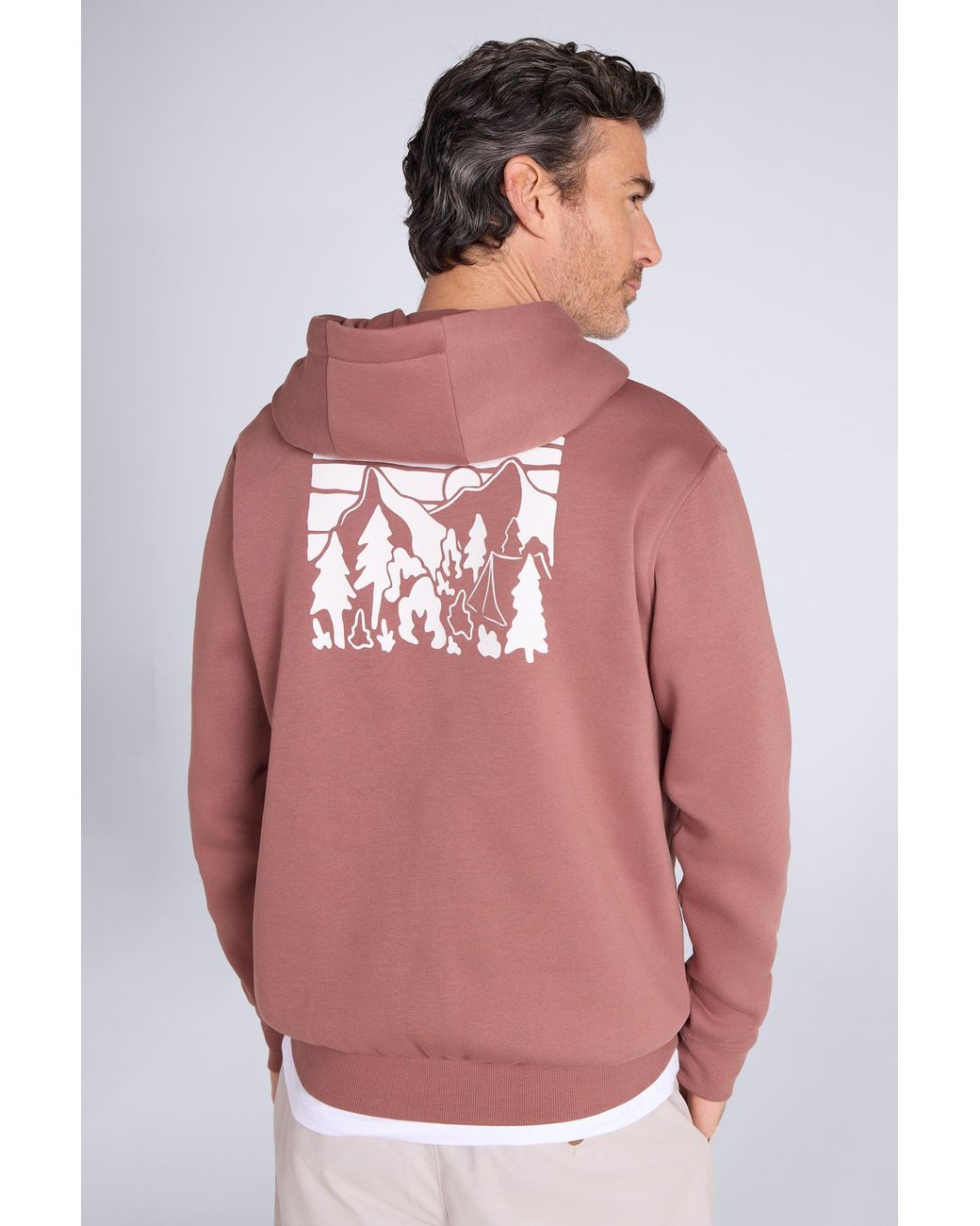 Mountain Warehouse Red 'Mountain Badge' Graphic Hoodie Warm Cosy Soft Cotton Kangaroo Pocket Top for men