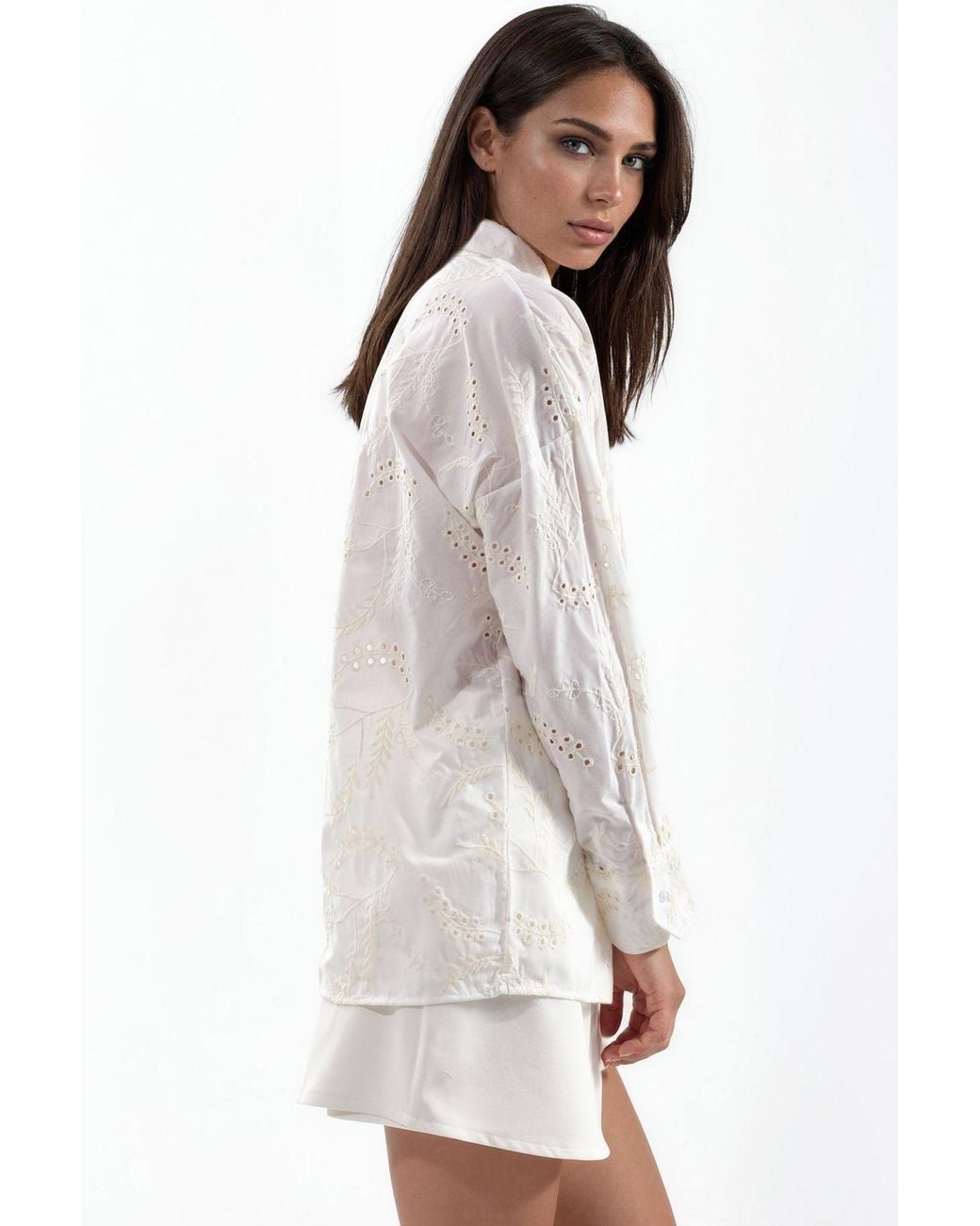 Msn-Collection White Cotton Viscose T-Shirt