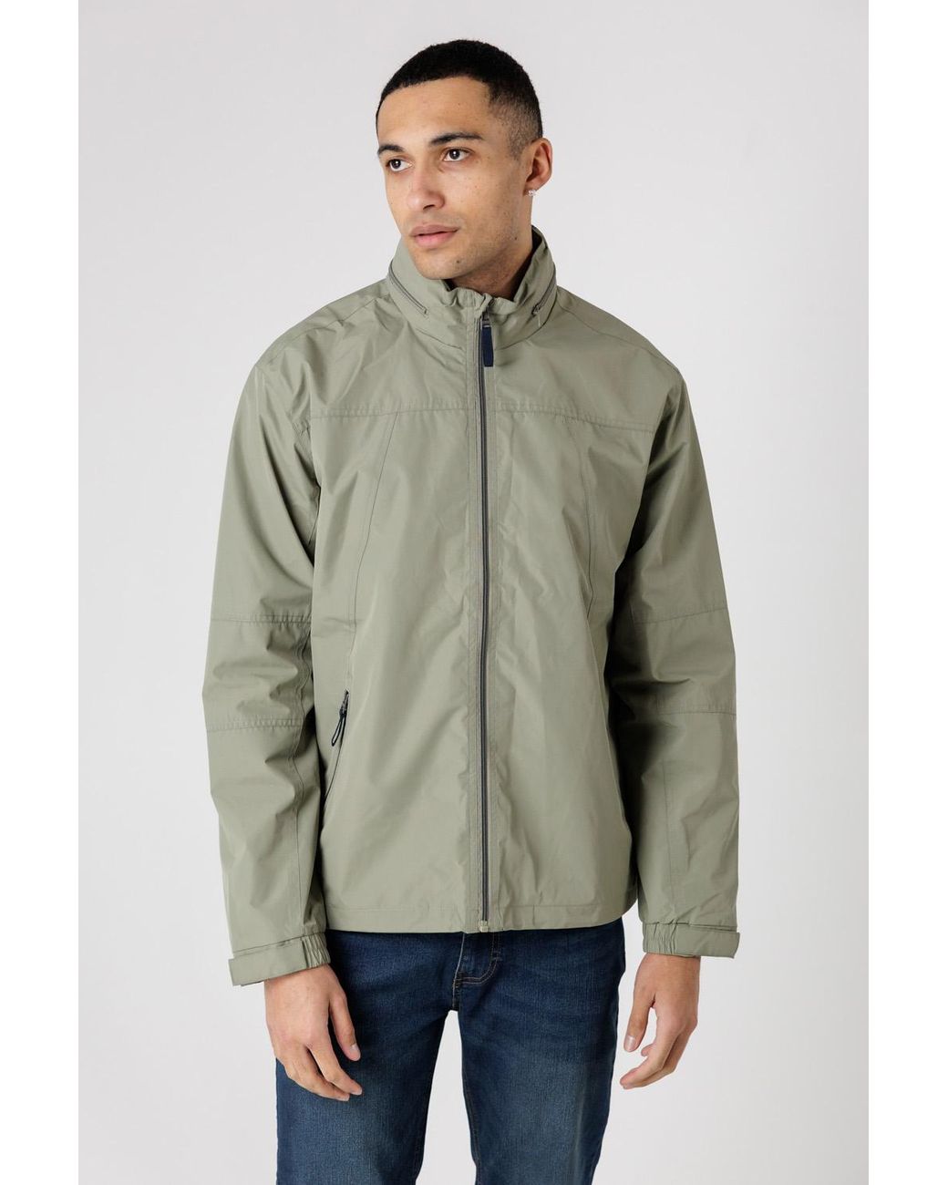 Kensington Eastside Green Lightweight Funnel Neck Zip Jacket for men