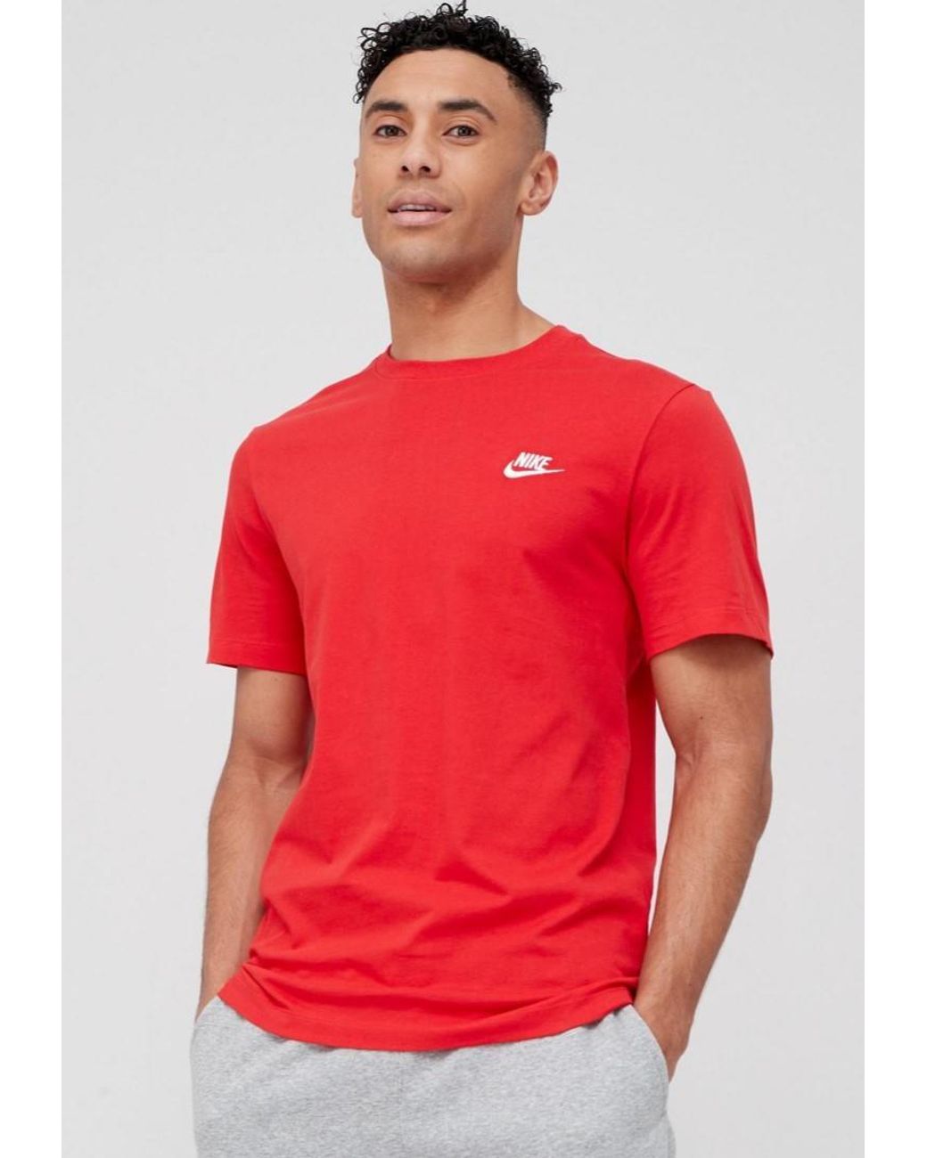 Nike Red Sportswear T Shirt Club for men