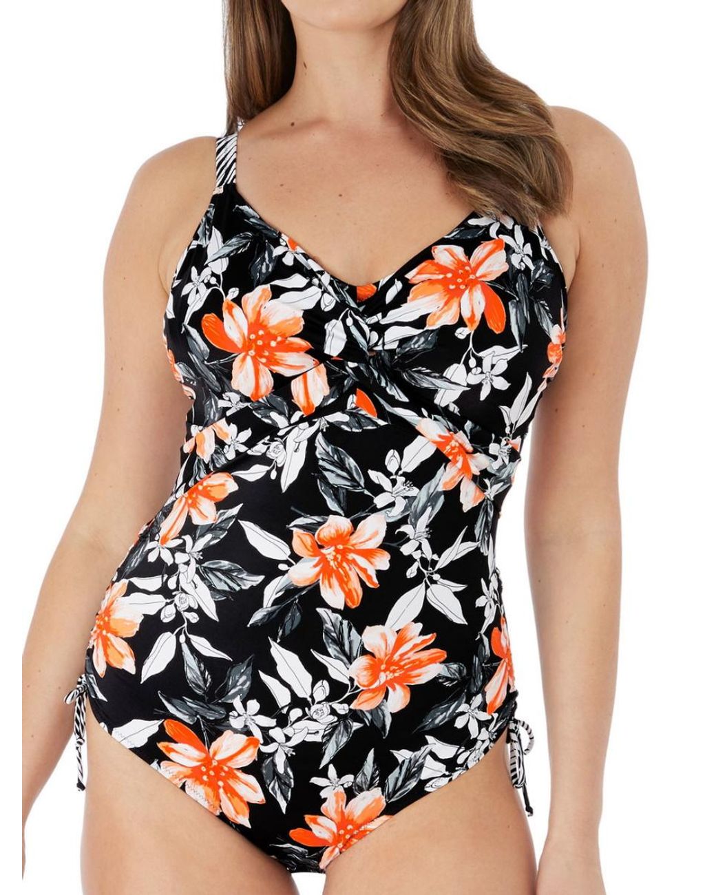 Fantasie Black Port Maria Twist Front Adjustable Leg Swimsuit Nylon
