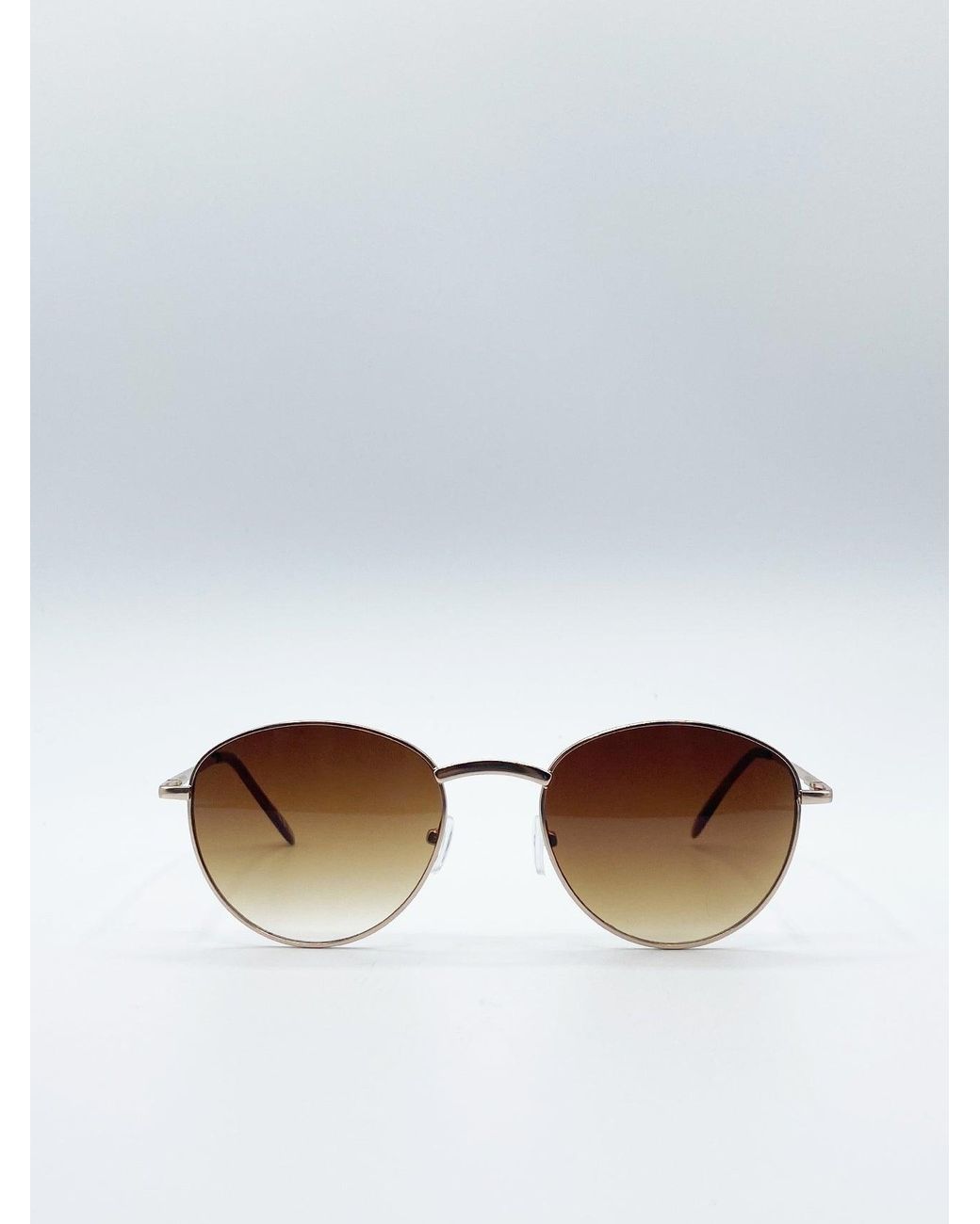 SVNX White Classic Round Metal Frame Sunglasses for men