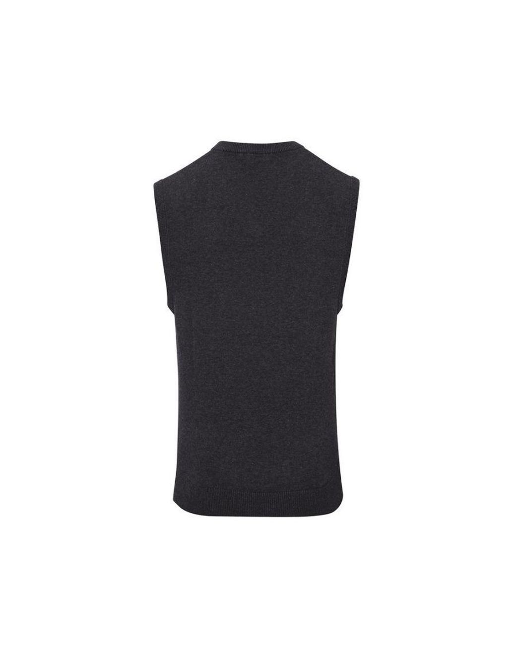 PREMIER Black Knitted Sleeveless Sweater Vest for men