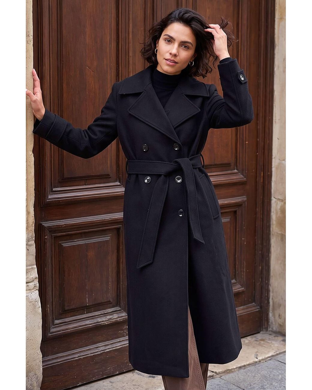 Roman Blue Textured Premium Belted Smart Coat
