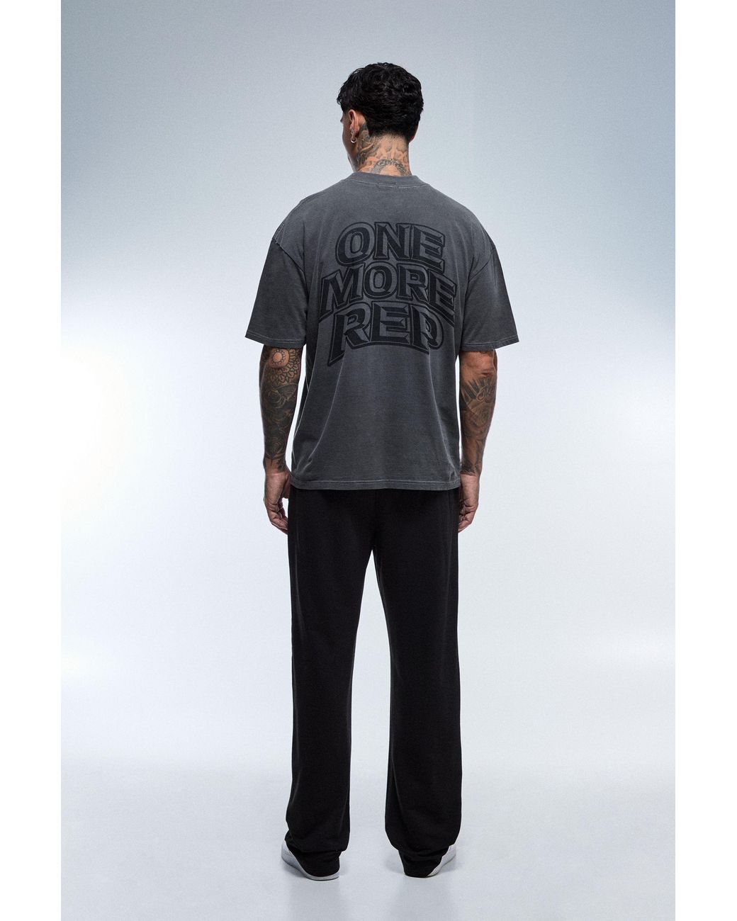 BoohooMAN Gray Tall One More Rep Washed Oversized T-Shirt for men