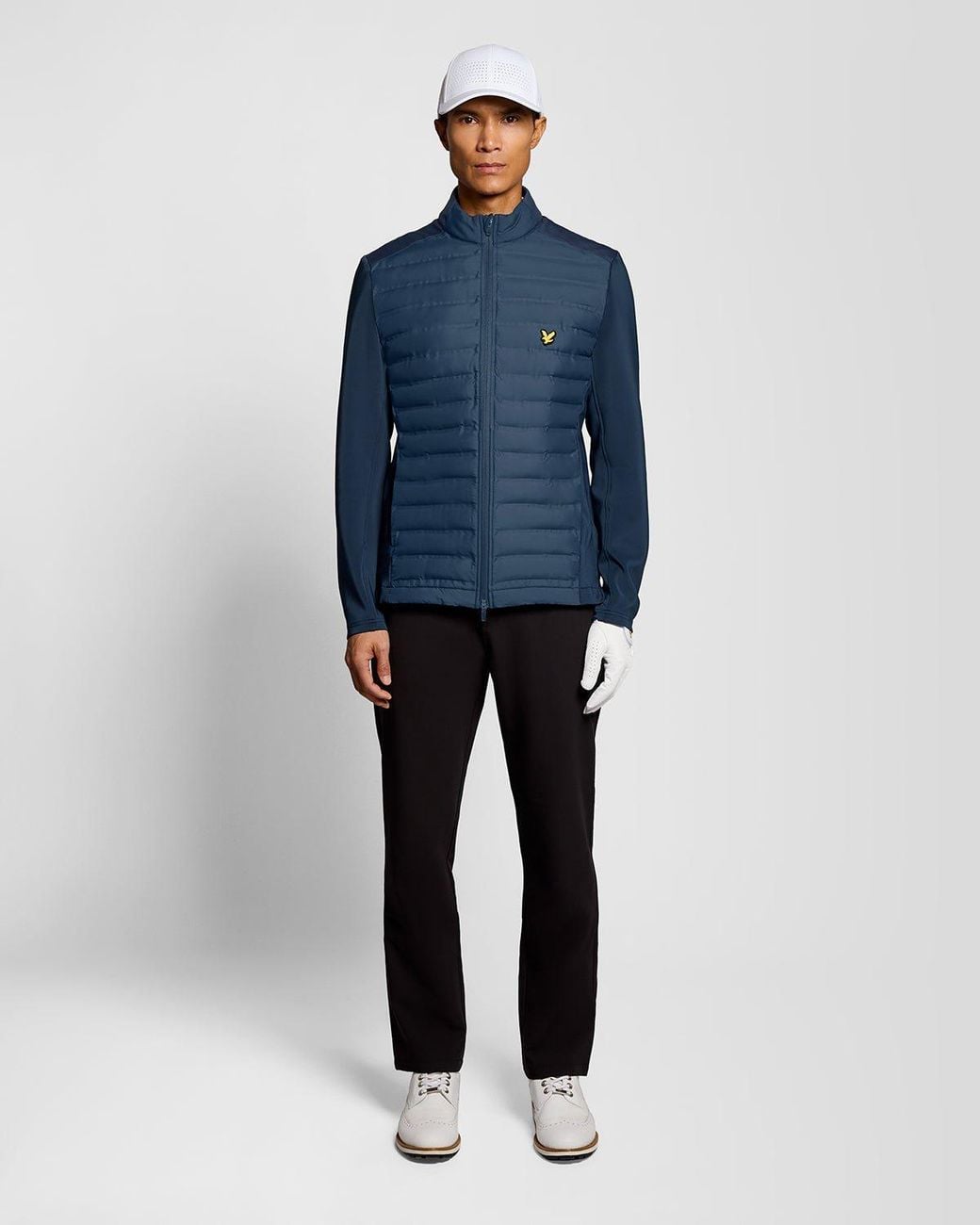 Lyle & Scott Blue Hybrid Quilted Full Zip Golf Jacket for men