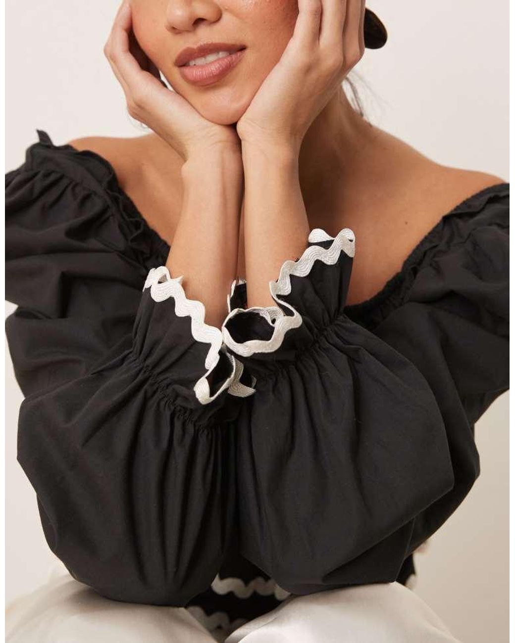 Sister Jane Black Contrast Ruffle Crop Top
