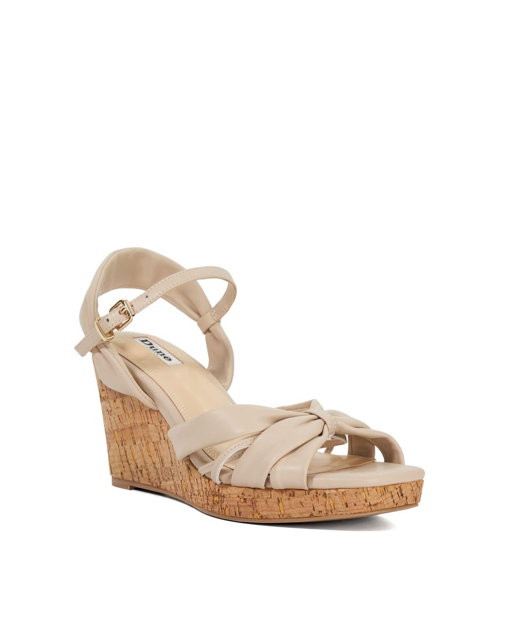 Dune Metallic Kander Cork Wedge Heel Sandals