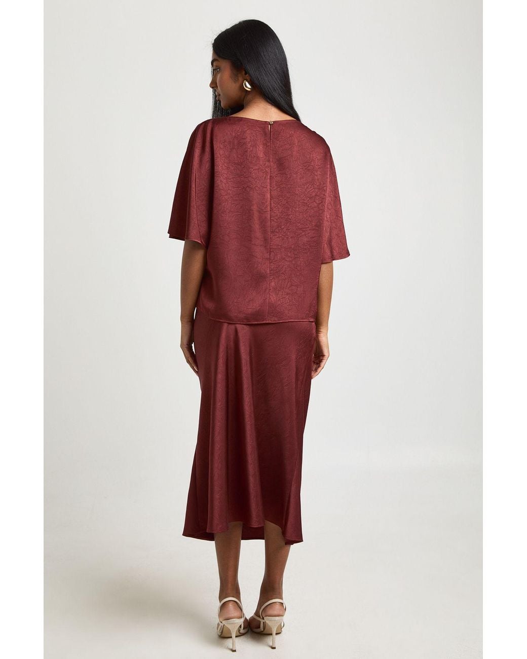 Boohoo Textured Wrap Satin Midaxi Skirt