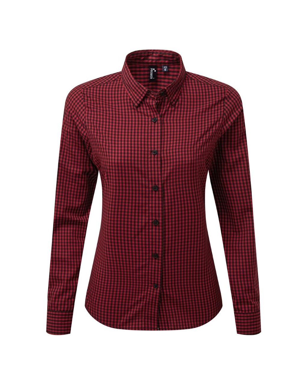 PREMIER Red Ladies Maxton Check Long Sleeve Shirt