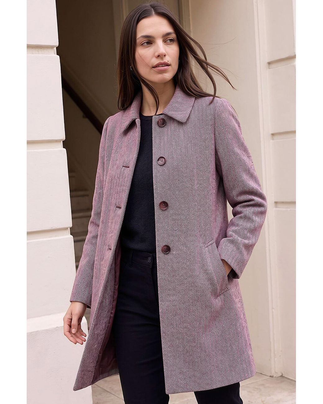 Roman Purple Herringbone Dolly Coat