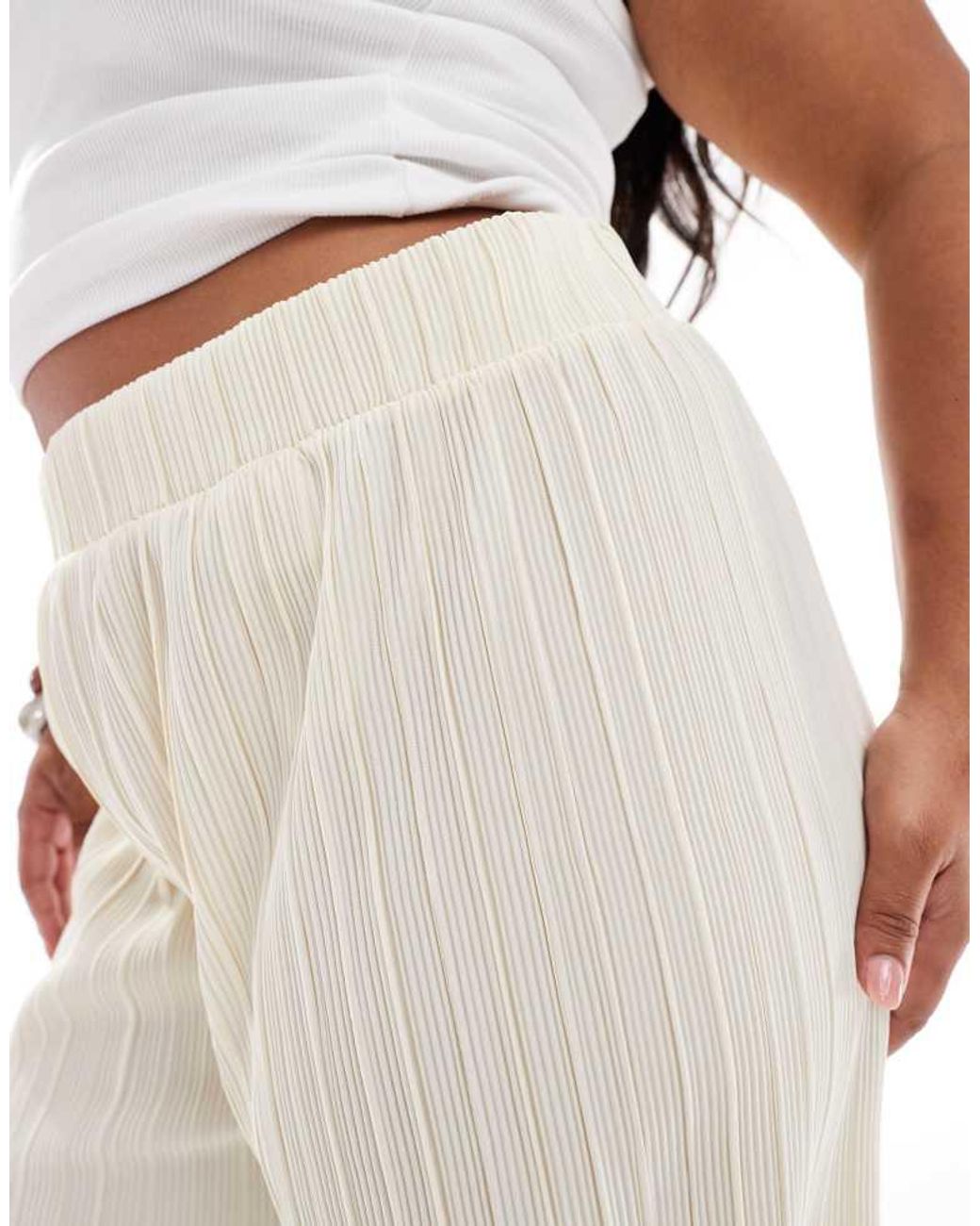 ONLY Natural Plisse Wide Leg Trousers