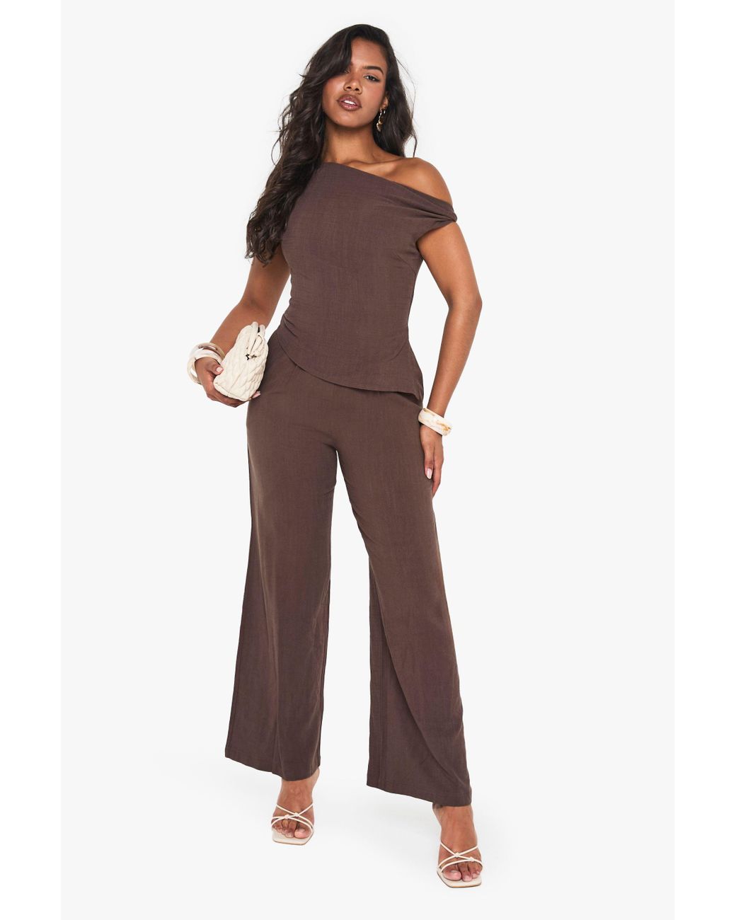 Boohoo Jumpsuits Womens Tall Wide Leg Jumpsuit Boohoo Linen Look