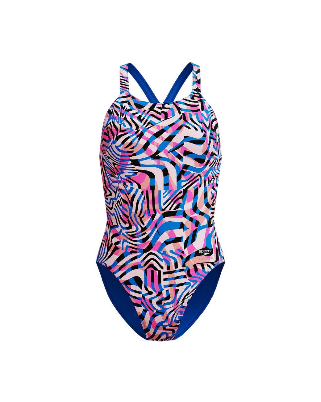 Speedo Blue Ladies Printed Powerback One Piece Swimsuit