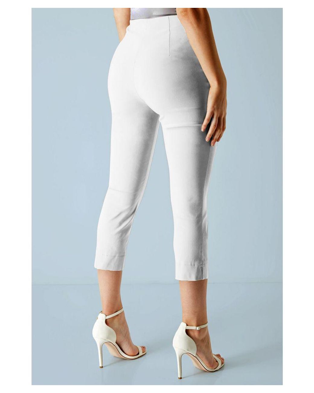 Roman Petite White Cropped Stretch Trouser