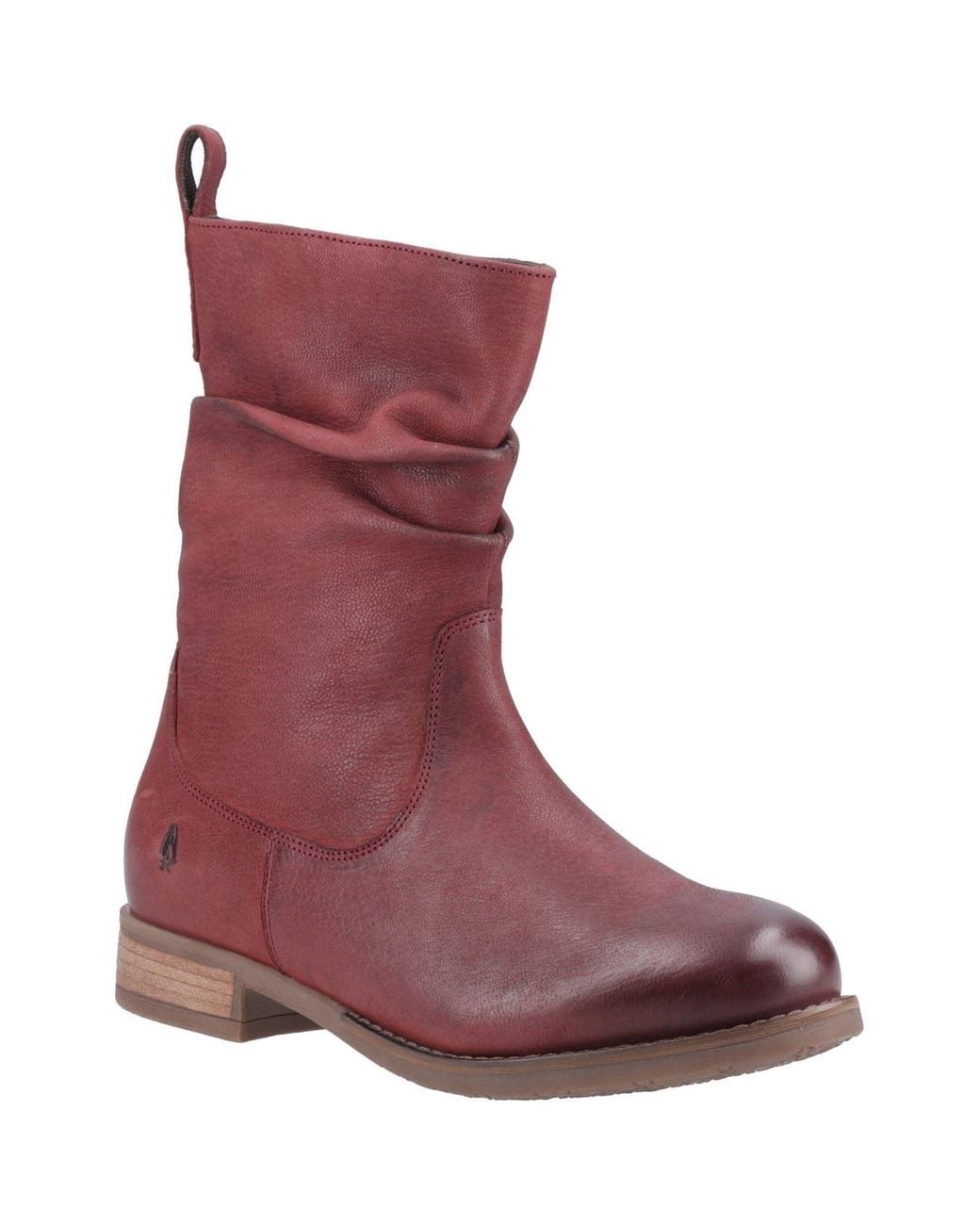 Hush Puppies Red Emilia Leather Burgundy Winter Mid Calf Boots