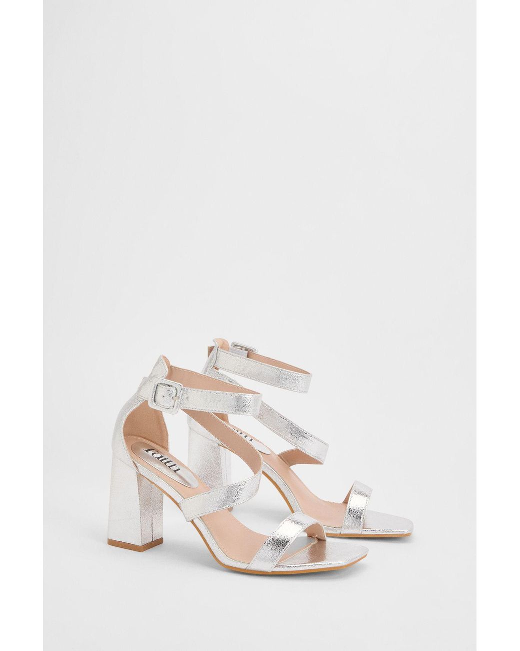 Faith White Phoebe Strap Block High Heel Sandals