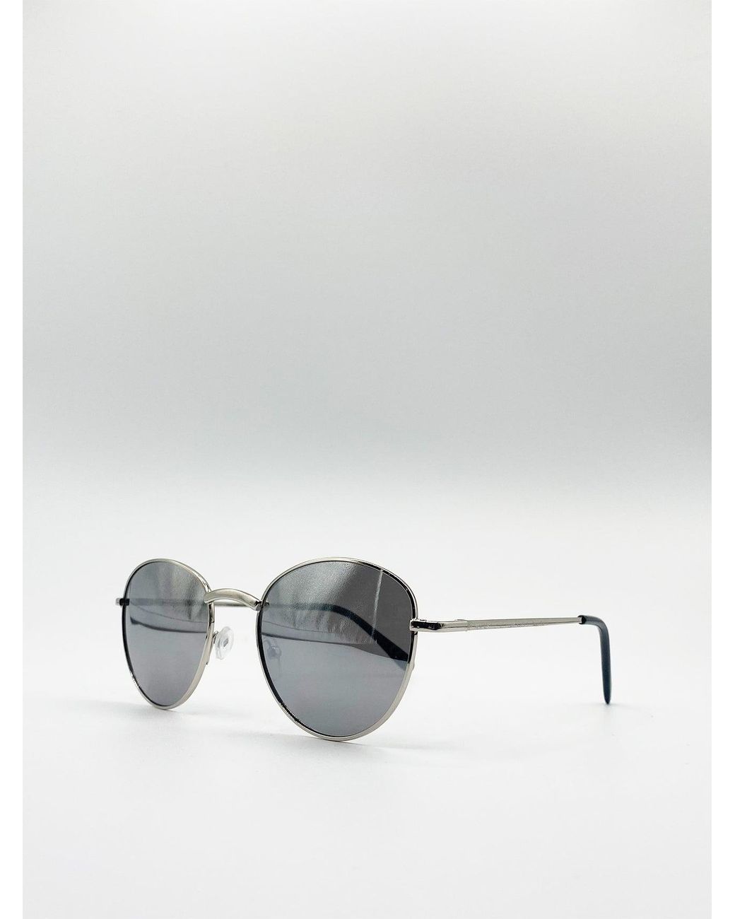 SVNX White Round Metal Frame Sunglasses for men